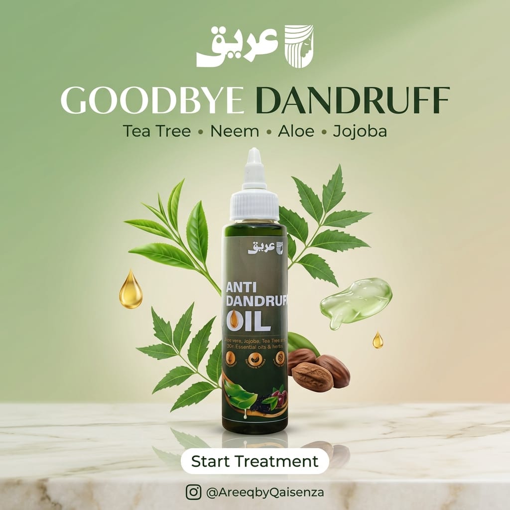 Areeq's Anti-Dandruff Herbal Hair Oil – Natural Scalp Treatment with Tea Tree, Neem & Amla for Hair Growth & Dandruff Control