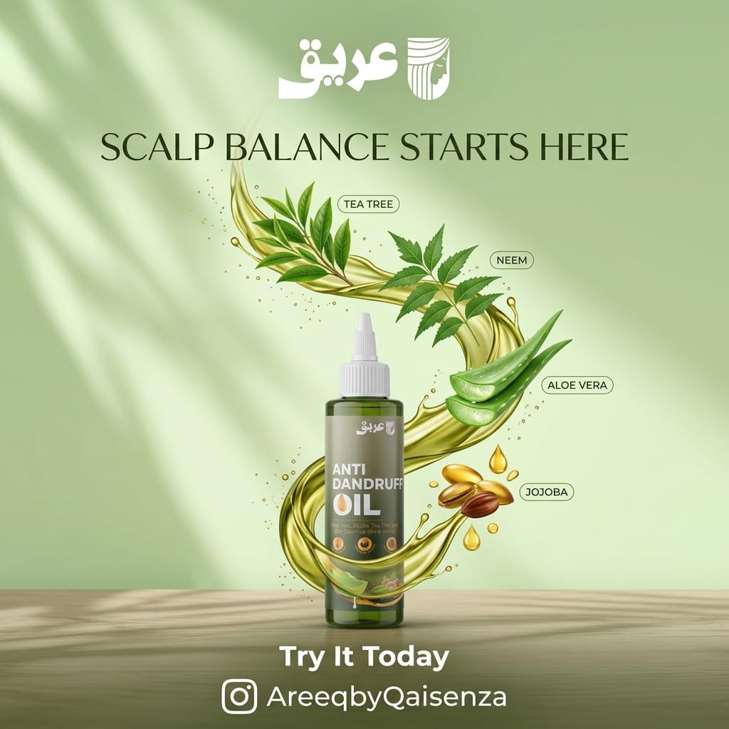 Areeq's Anti-Dandruff Herbal Hair Oil – Natural Scalp Treatment with Tea Tree, Neem & Amla for Hair Growth & Dandruff Control