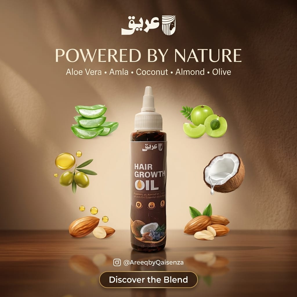 Areeq's Hair Growth Oil with Rosemary & Bhringraj | Herbal Oil for Thick, Long & Strong Hair